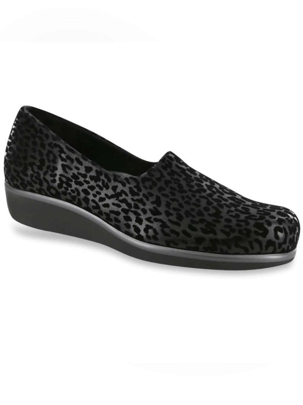 SAS Bliss Slip-On Wedge in Black Leopard 10